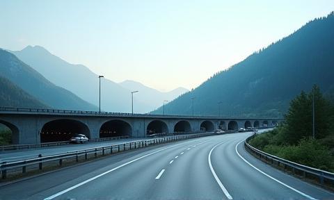 Modernes Autobahnnetz Österreichs mit Tunnel und Brücke