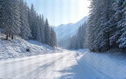 Straßenbedingungen in den Alpen bei Schnee